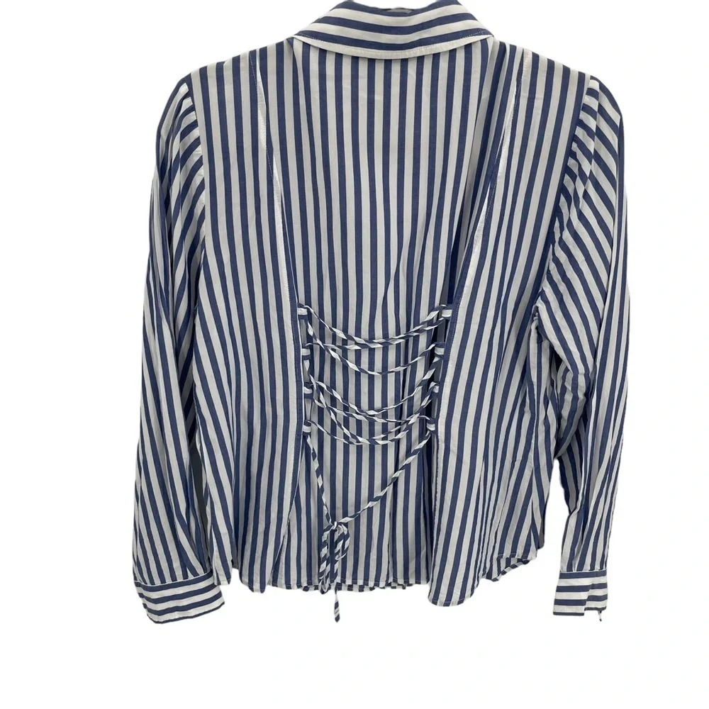 Anthropologie Blue and White Striped Blouse - Picture 3 of 10